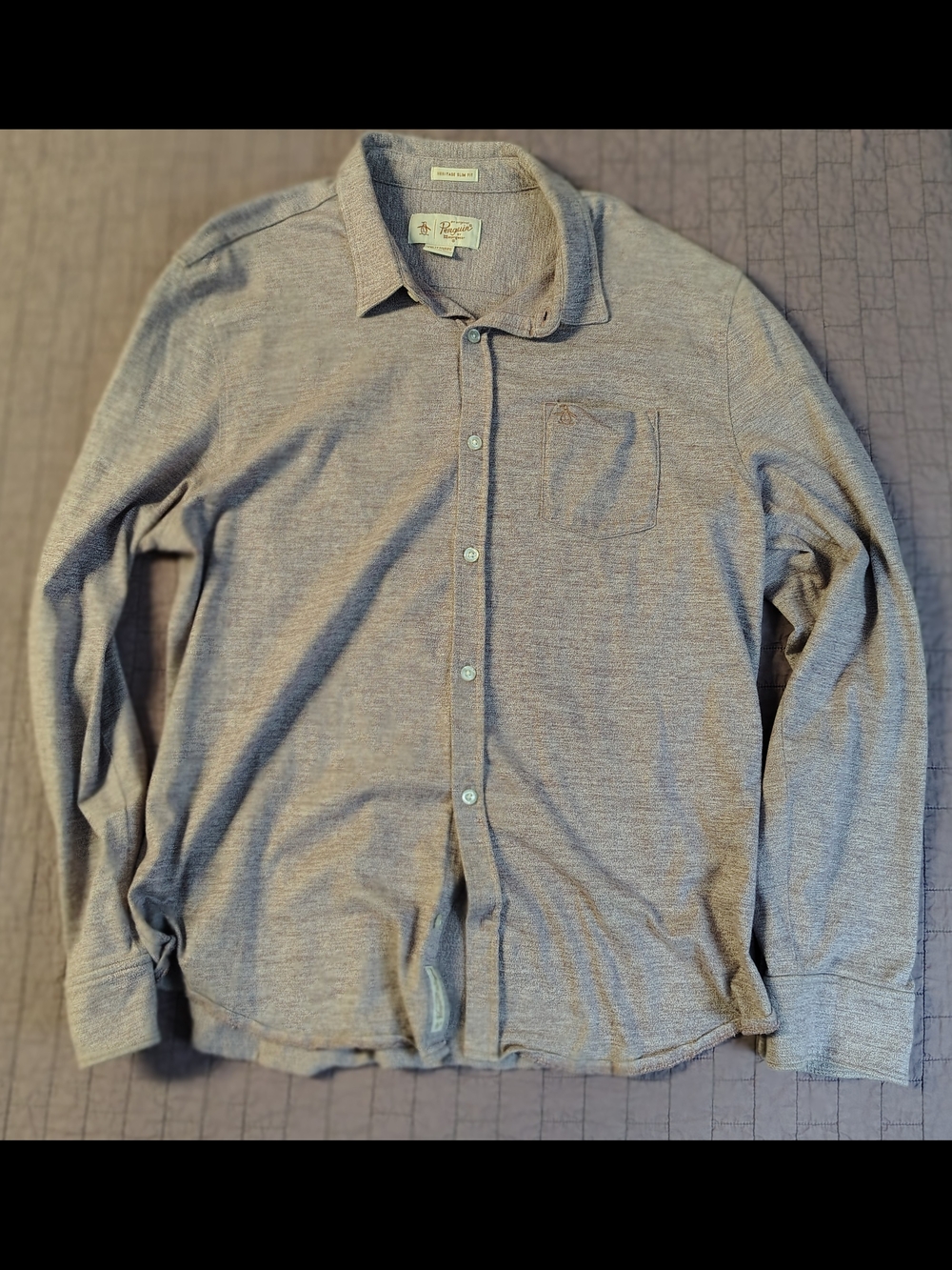 Original Penguin Heritage Slim Fit Long Sleeve Heathered Button Down XXL